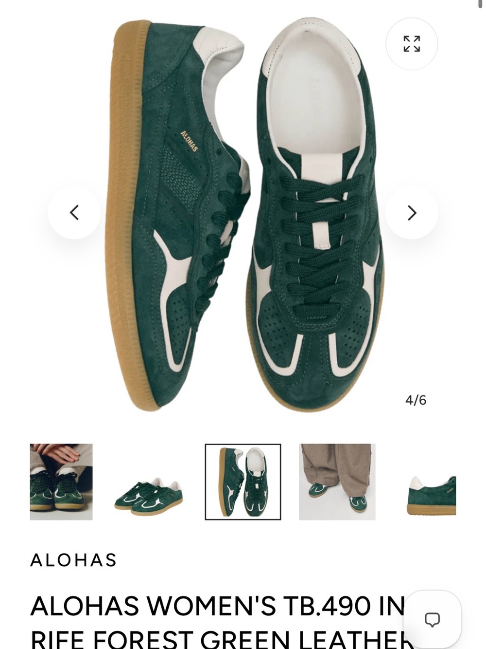 ALOHAS Rife Forest Green Leather Sneakers with White Accents